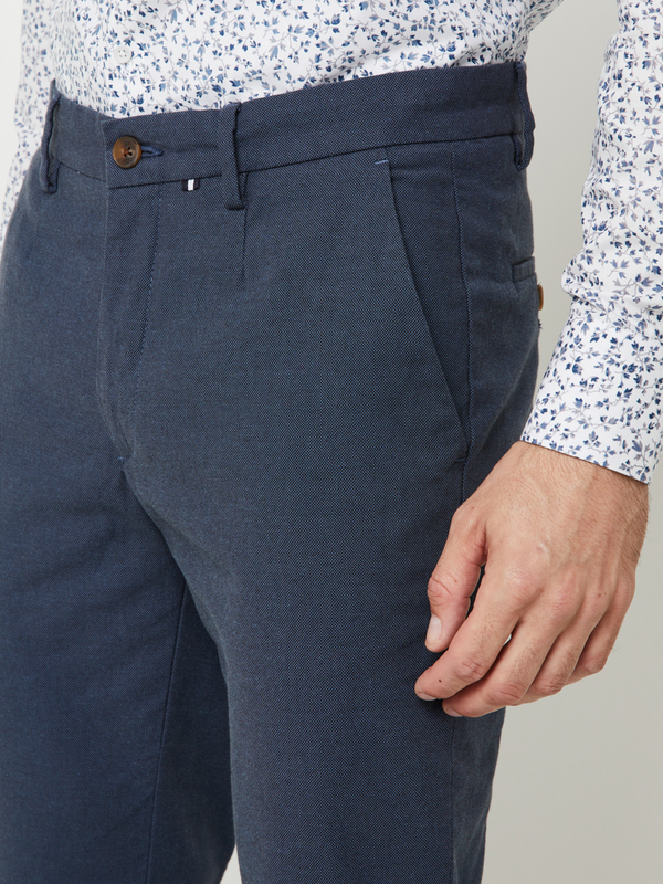 ODB Pantalon Chino En Tissu Chambray Coton Stretch Bleu Encre Photo principale
