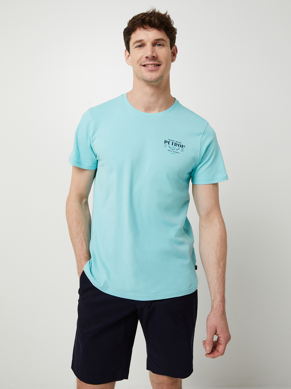 PETROL INDUSTRIES Tee-shirt 100% Coton Biologique Motif Plac Dos Bleu turquoise