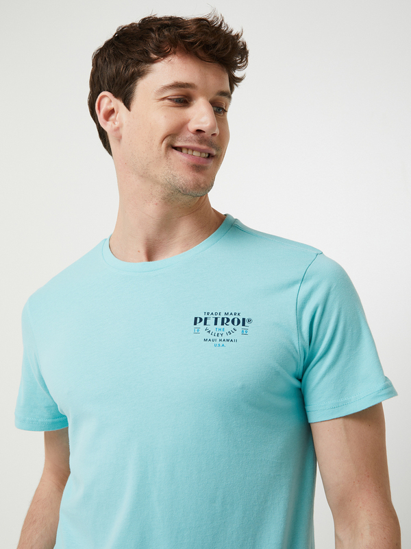 PETROL INDUSTRIES Tee-shirt 100% Coton Biologique Motif Plac Dos Bleu turquoise Photo principale