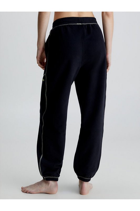 CALVIN KLEIN Jogging 100% Coton Logo Brod  -  Calvin Klein - Femme UB1 BLACK/SUNNY LIME Photo principale