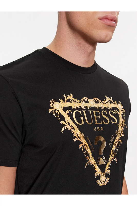 GUESS Tshirt Logo Triangle Or  -  Guess Jeans - Homme JBLK Jet Black A996 Photo principale