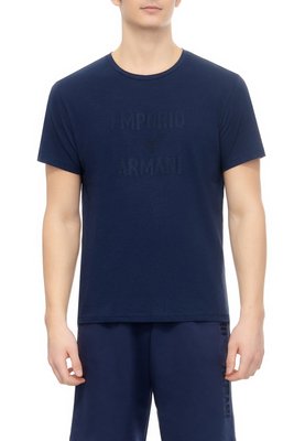 EMPORIO ARMANI Tshirt Lin Gros Logo Brod  -  Emporio Armani - Homme 06935 BLU NAVY