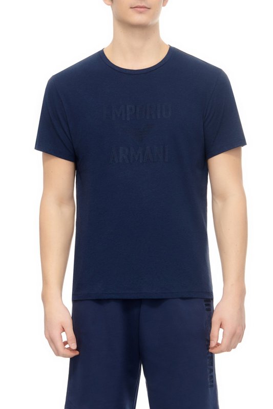 EMPORIO ARMANI Tshirt Lin Gros Logo Brod  -  Emporio Armani - Homme 06935 BLU NAVY 1082920