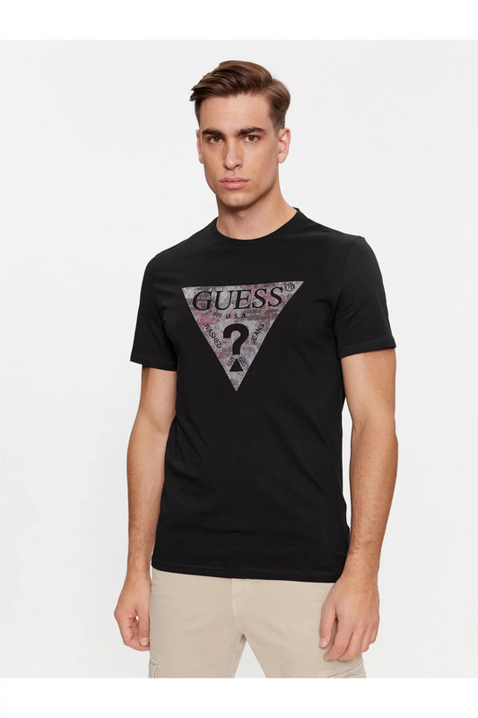 GUESS Tshirt Stretch Logo Triangle  -  Guess Jeans - Homme JBLK Jet Black A996 1082933