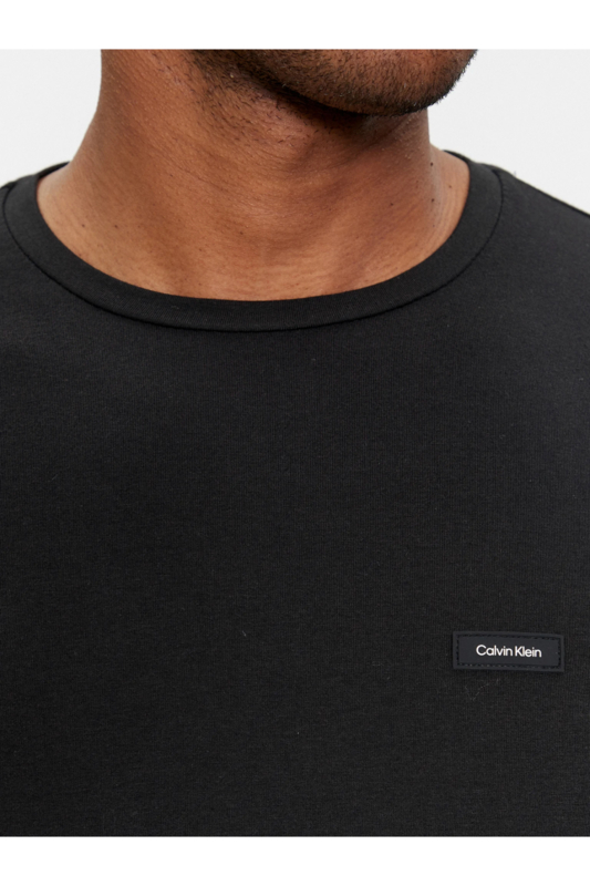CALVIN KLEIN Tshirt Uni Coton Stretch Ml Slim Fit  -  Calvin Klein - Homme BEH Ck Black Photo principale