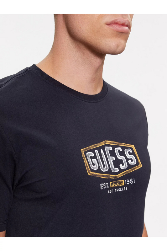 GUESS Tshirt Stretch Logo Frontal  -  Guess Jeans - Homme G7V2 SMART BLUE Photo principale