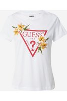 GUESS Tshirt Logo Triangle  -  Guess Jeans - Femme F06D WHITE AND RED COMBO