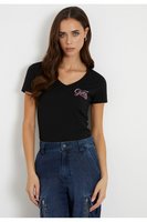 GUESS Tshirt Stretch Logo Frontal  -  Guess Jeans - Femme JBLK Jet Black A996