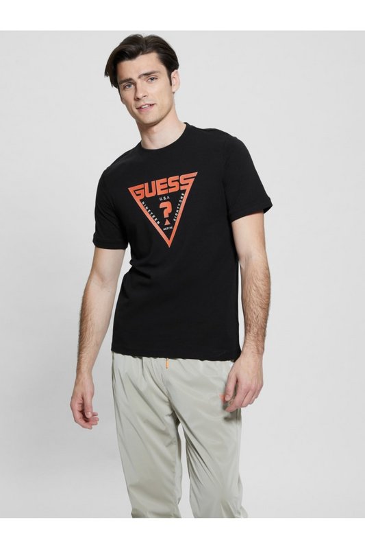GUESS Tshirt Coton Logo Relief Queencie  -  Guess Jeans - Homme JBLK Jet Black A996 1082997