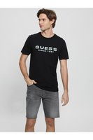 GUESS Tshirt Coton Stretch Logo Coll  -  Guess Jeans - Homme JBLK Jet Black A996