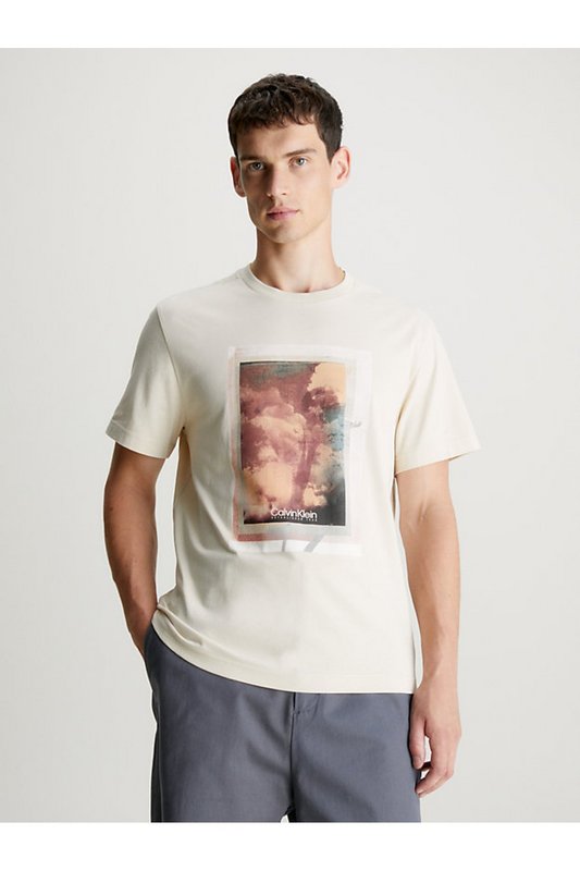 CALVIN KLEIN Tshirt 100% Coton Print Photo  -  Calvin Klein - Homme PB5 Fog 1083019