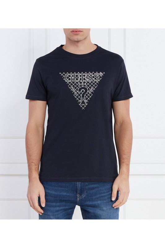 GUESS Tshirt Logo Triangle Brod  -  Guess Jeans - Homme G7V2 SMART BLUE 1083024