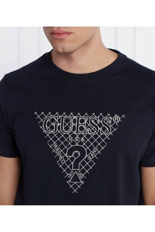 GUESS Tshirt Logo Triangle Brod  -  Guess Jeans - Homme G7V2 SMART BLUE Photo principale