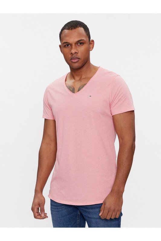 TOMMY JEANS Tshirt Chin Slim Fit Jaspe  -  Tommy Jeans - Homme TIC Tickled Pink 1083028