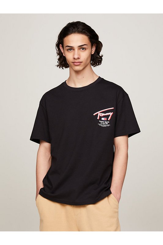 TOMMY JEANS Tshirt Gros Logo Print Dos  -  Tommy Jeans - Homme BDS Black Photo principale