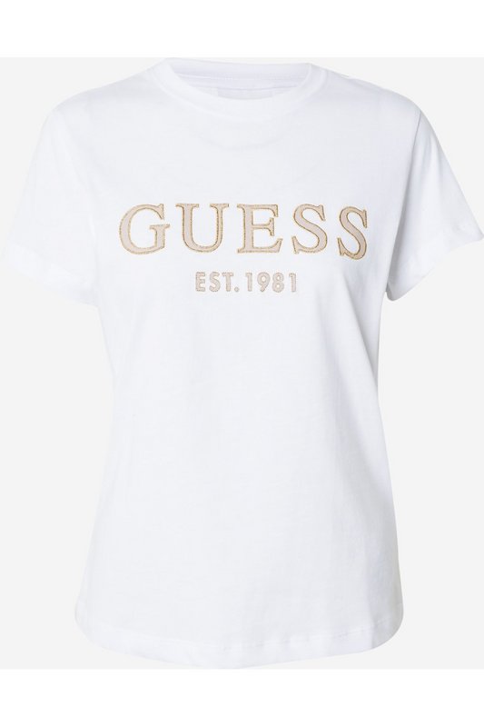 GUESS Tshirt Logo Paillet  -  Guess Jeans - Femme G011 Pure White 1083052