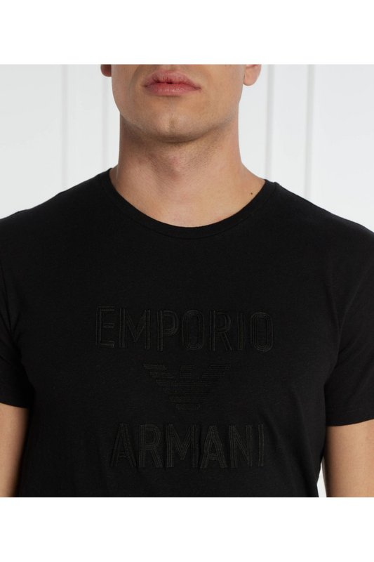 EMPORIO ARMANI Tshirt Lin Gros Logo Brod  -  Emporio Armani - Homme 00020 NERO Photo principale