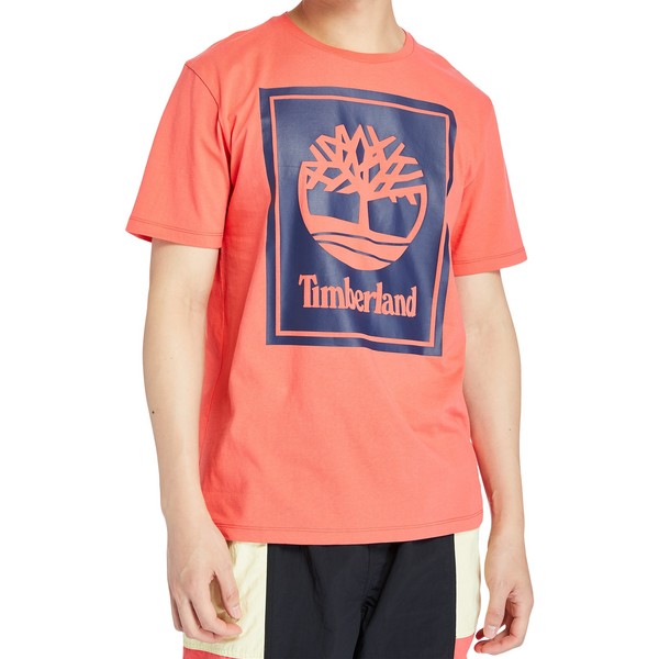 TIMBERLAND Tee-shirt Timberland Stack Logo Orange/Marine 1083664