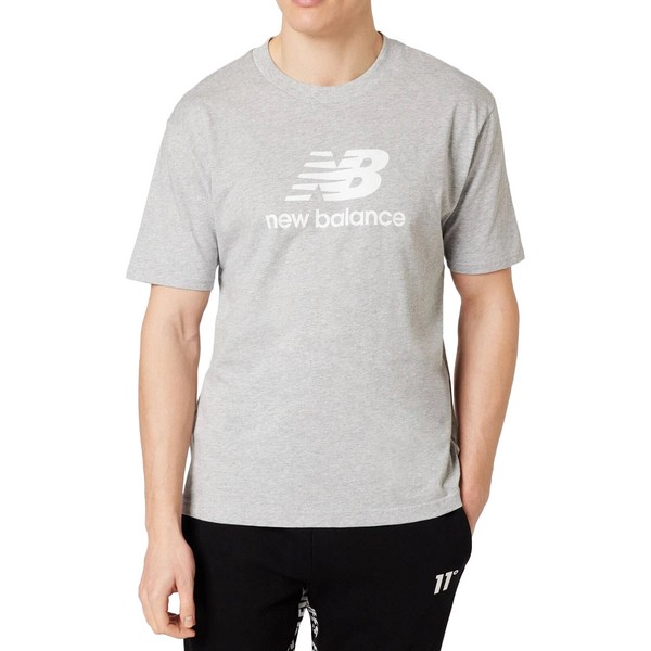 NEW BALANCE Tee Shirt New Balance Essentials Stacked Logo Gris Photo principale