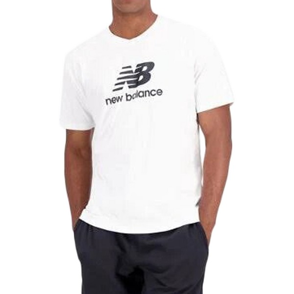 NEW BALANCE Tee Shirt New Balance Essentials Stacked Logo Blanc 1084117