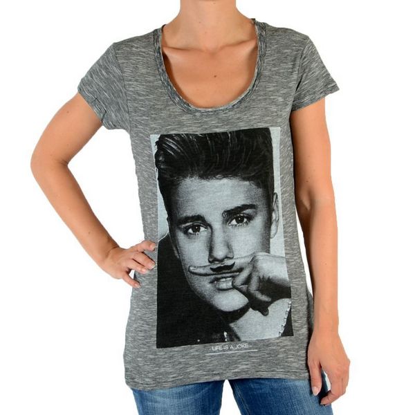 ELEVEN PARIS Tee Shirt Eleven Paris Bieber W Justin Bieber Gris Coton Vintage Gris Photo principale