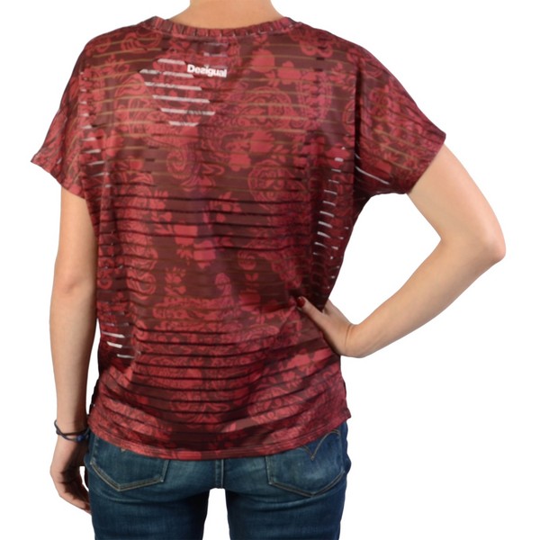 DESIGUAL Tee-shirt Desigual Stripes Ethnic Ruby Wine Photo principale