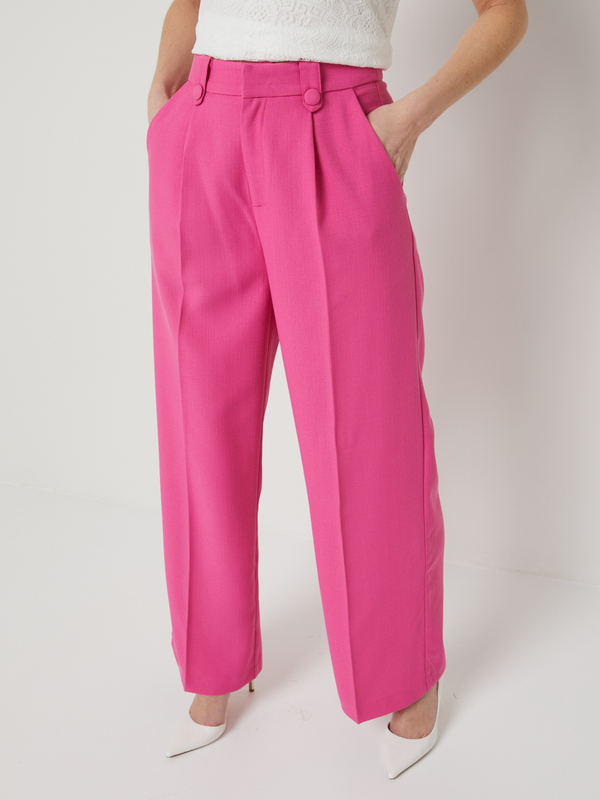GRACE ET MILA Pantalon De Tailleur Large Tissu Textur Uni Rose