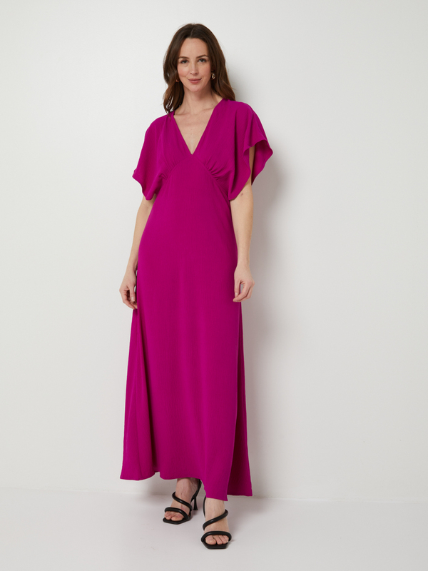 MOLLY BRACKEN Robe Longue En Tissu Fluide Uni Manches Kimono Violet 1084995