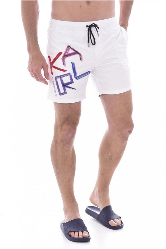 KARL LAGERFELD Short De Bain  Gros Logo Print  -  Karl Lagerfeld - Homme WHITE