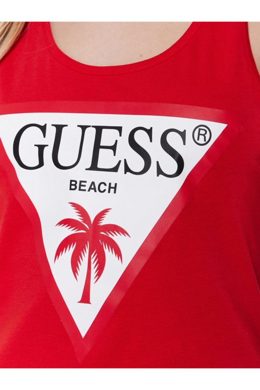 GUESS Robe Coton Logo Triangle Beach  -  Guess Jeans - Femme G597 CHERRY BLOOM Photo principale