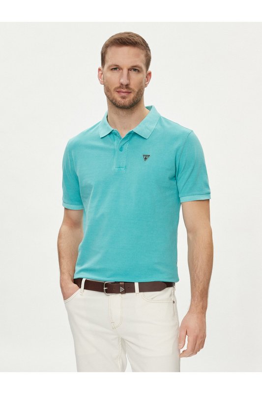 GUESS Polo Regular Fit 100% Coton  -  Guess Jeans - Homme G7IJ TURQUOISE MINERAL 1085586