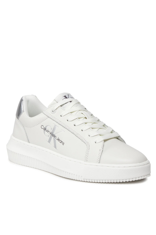 CALVIN KLEIN Sneakers Basses Cuir  -  Calvin Klein - Femme YBR White/Silver Photo principale