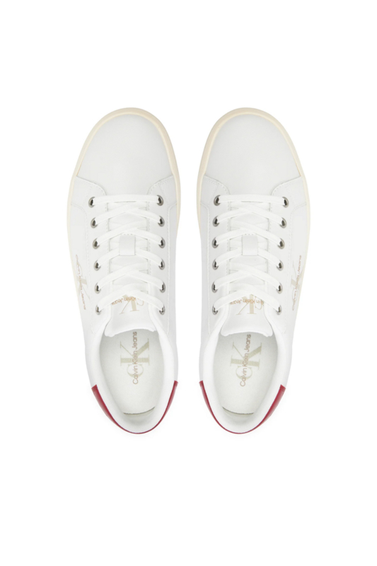 CALVIN KLEIN Sneakers Basses En Cuir  -  Calvin Klein - Homme 0KV Bright White/Creamy White/Garnet Photo principale