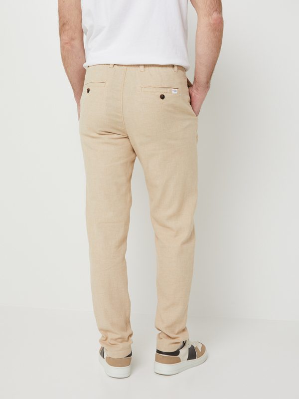 SELECTED Pantalon Droit Uni Textur  Taille lastique, Coupe Slim Ivoire Photo principale