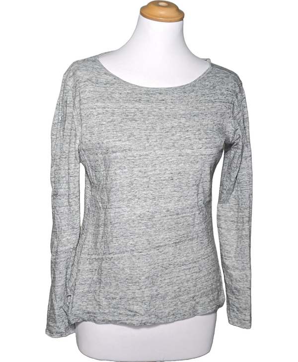 MASSIMO DUTTI SECONDE MAIN Top Manches Longues Gris 1088653
