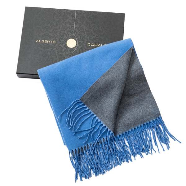 ALBERTO CABALE charpe En Cachemire Bleu Recto-verso - 180x35cm / 100% Cachemire / Bleu Bleu 1088720