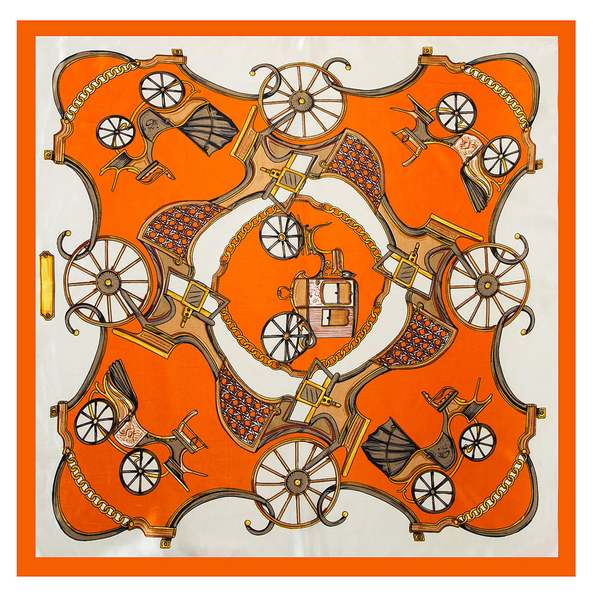 ALBERTO CABALE Petit Carr De Soie Orange Cream Clo - 60x60cm / 100% Soie / Orange Orange 1088803