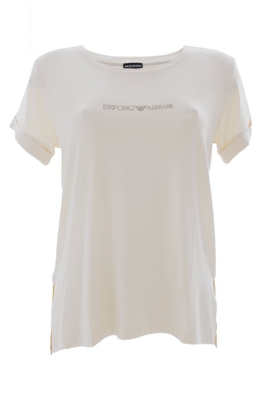 EMPORIO ARMANI Tshirt Fluide Petit Logo Clout  -  Emporio Armani - Femme 00856 ECRU 1089112