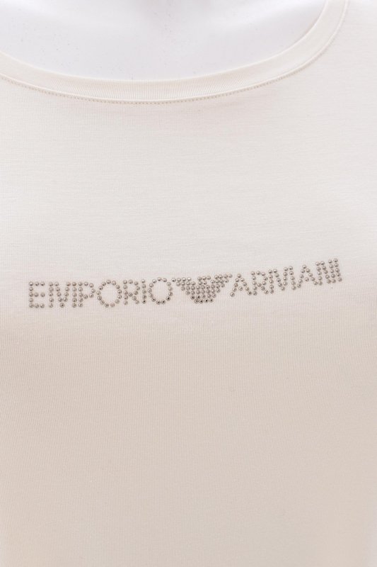 EMPORIO ARMANI Tshirt Fluide Petit Logo Clout  -  Emporio Armani - Femme 00856 ECRU Photo principale