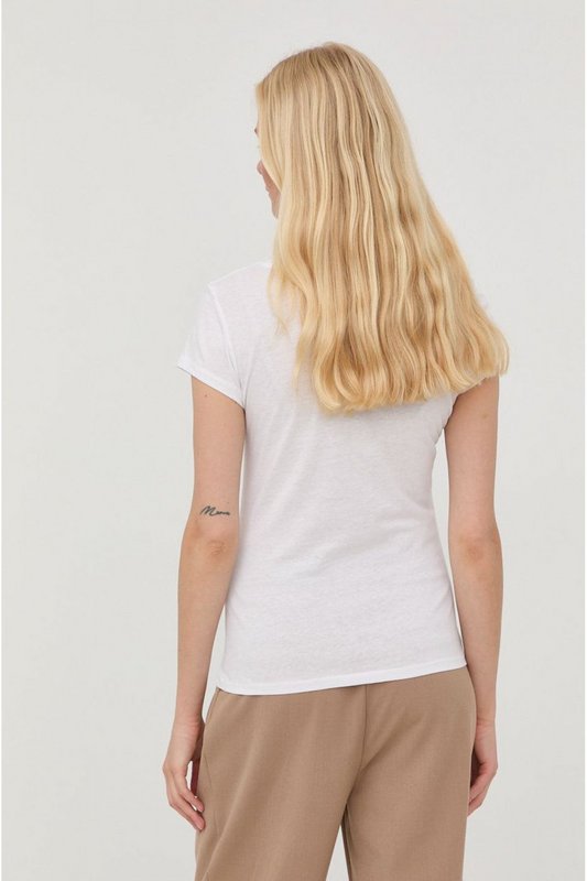GUESS Tee Shirt Uni En Coton Bio  -  Guess Jeans - Femme G011 Pure White Photo principale