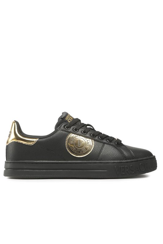 VERSACE JEANS COUTURE Sneaker Cuir  Logo  -  Versace Jeans - Homme G89 BLACK/GOLD 1090086