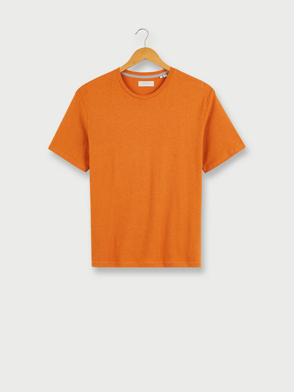 JACK AND JONES Tee-shirt Encolure Ronde En Coton Et Lin Orange 1090108