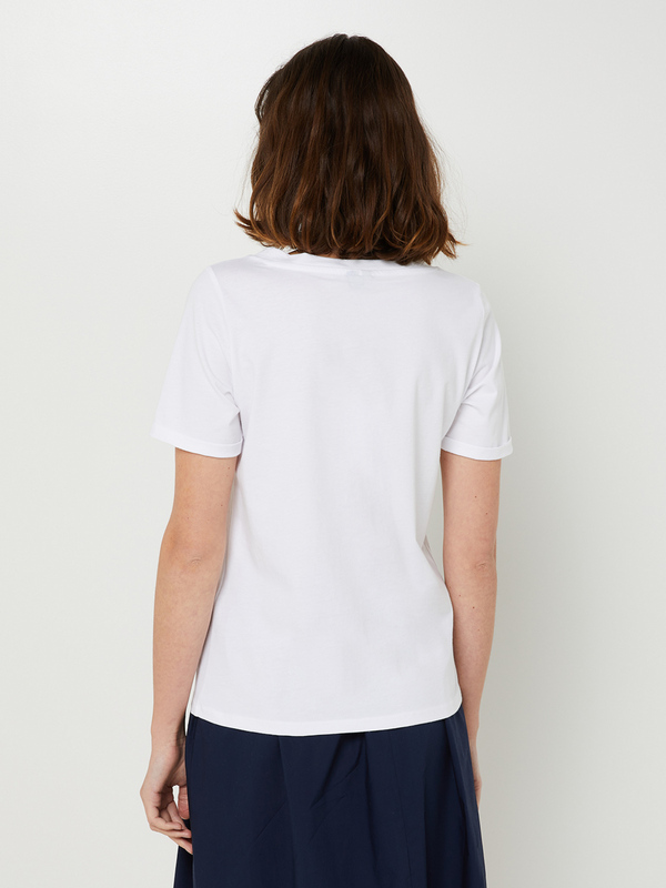 PIECES Tee-shirt Loose Uni Encolure V Blanc Photo principale