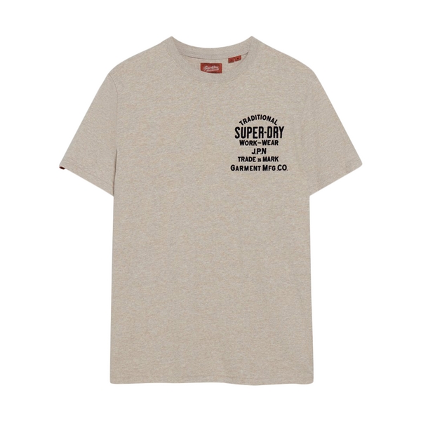 SUPERDRY Tee Shirt Superdry Workwear Flock Graphic Beige 1090558