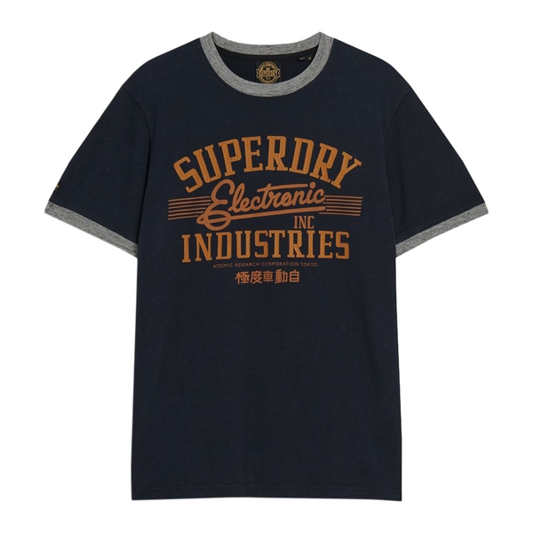 SUPERDRY Tee Shirt Superdry Ac Ringer Workwear Graphic Navy-Gris 1090560