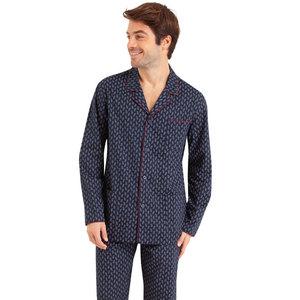 EMINENCE Pyjama Long Ouvert Homme Popeline Bleu marine