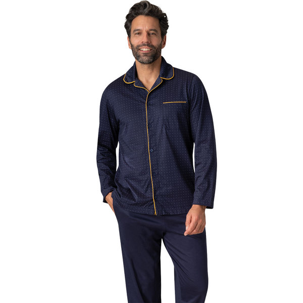 EMINENCE Pyjama Long Ouvert Homme Merceris Bleu marine 1090618