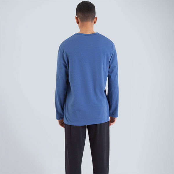 ATHENA Pyjama Long Col V Homme Nightwear Bleu-Noir Photo principale
