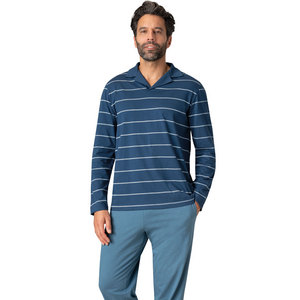 EMINENCE Pyjama Long Col T Homme Coton Bio Bleu
