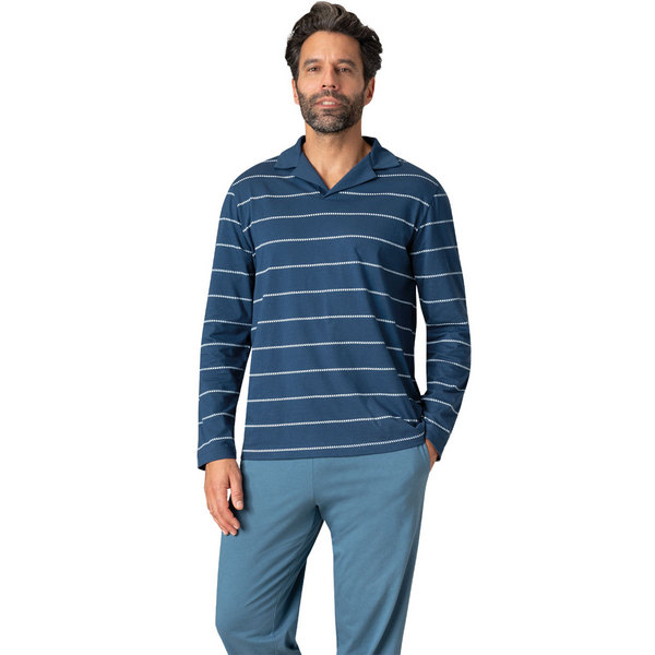 EMINENCE Pyjama Long Col T Homme Coton Bio Bleu 1090623